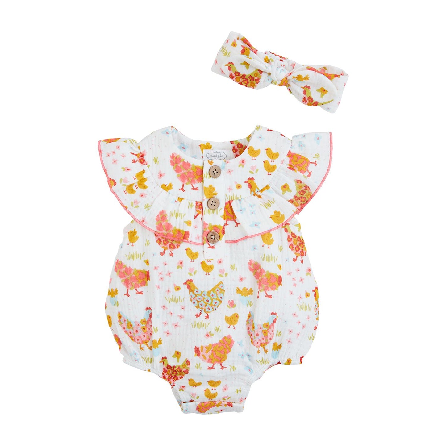 Floral Chicken Baby Romper