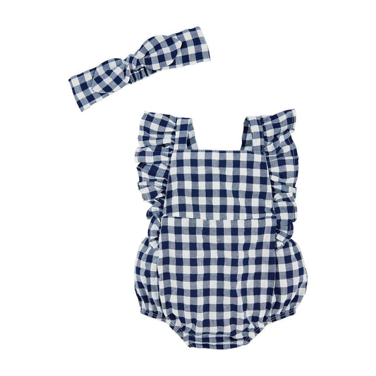 Blur Gingham Baby Romper