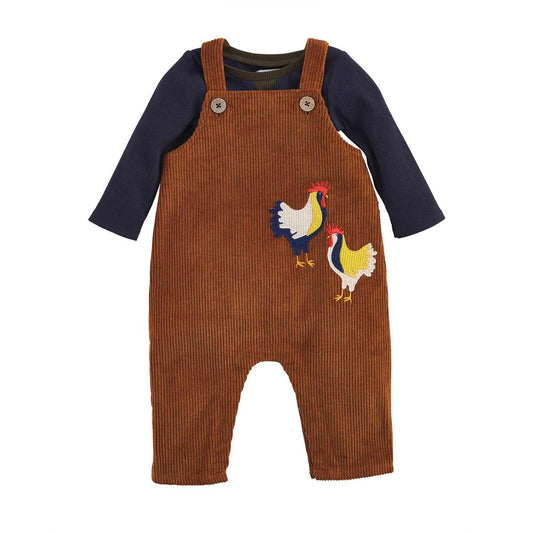 Rooster Corduroy Baby Overalls