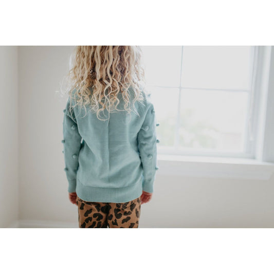 Teal Pom Pom Fall Winter Sweater