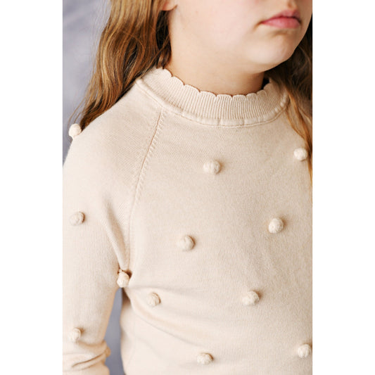 Cream Beige Pom Pom Fall Winter Sweater