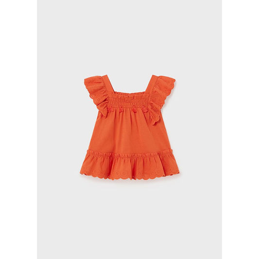 Ruffled Tangerine Babydoll Top