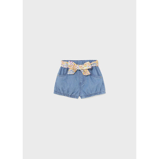 Medium Denim Belted Shorts