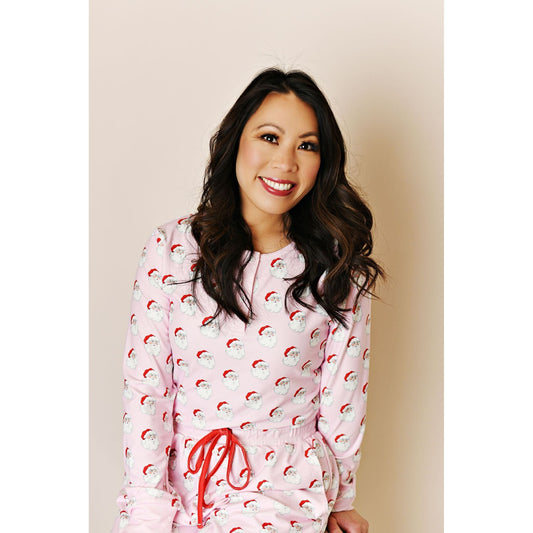 Womans/Juniors Pink Classic Santa Pajama Set - Jayla's Bowtique