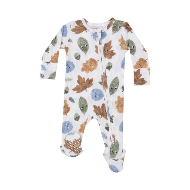 Cuddly Leaves - 2 Way Zipper Footie