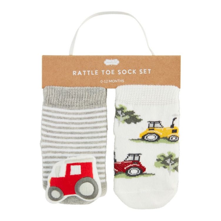 Tractor Farm Rattle Toe Socks