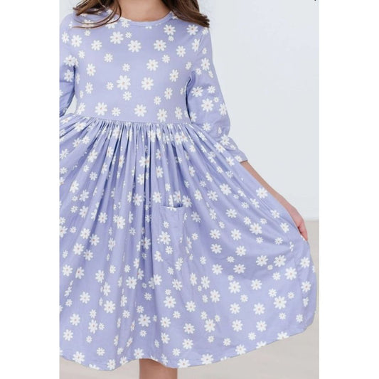 Dainty Daisies 3/4 Sleeve Pocket Twirl Dress