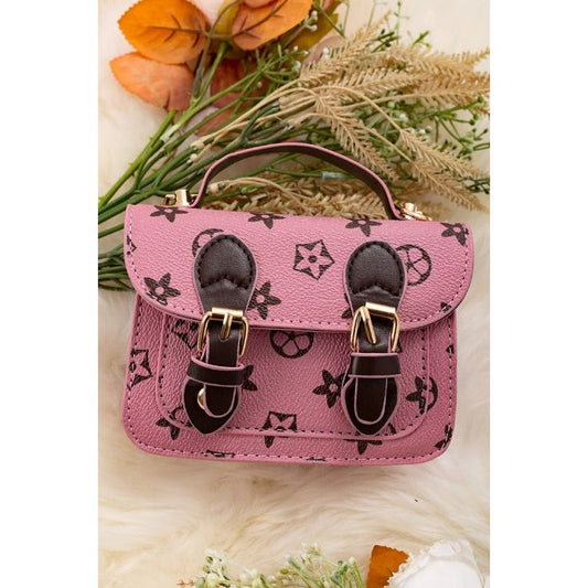 Pink & Brown Star Mini Crossbody Purse