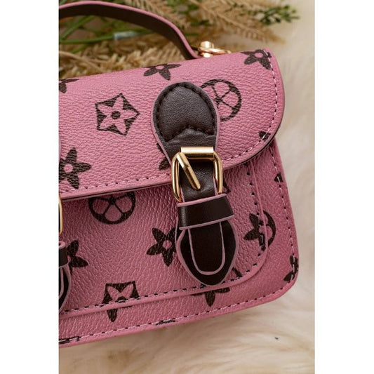 Pink & Brown Star Mini Crossbody Purse