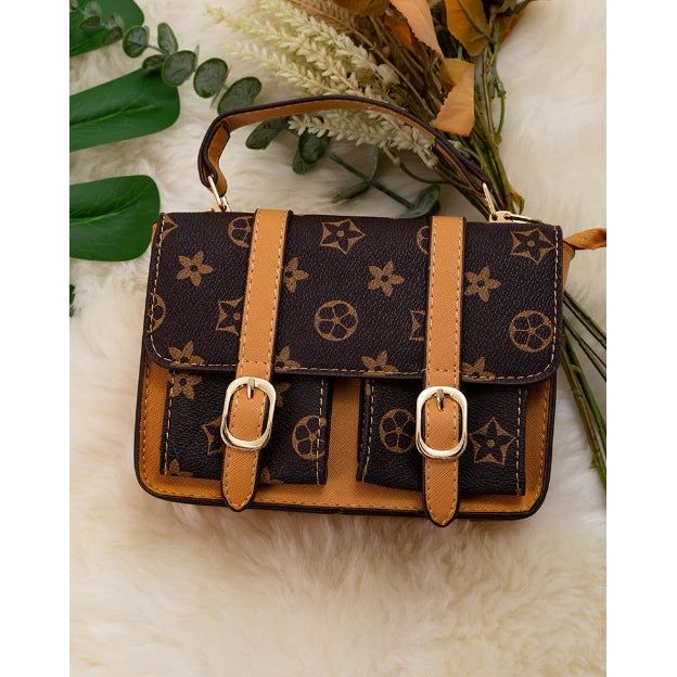 Brown & Camel Double Pocket Mini Purse