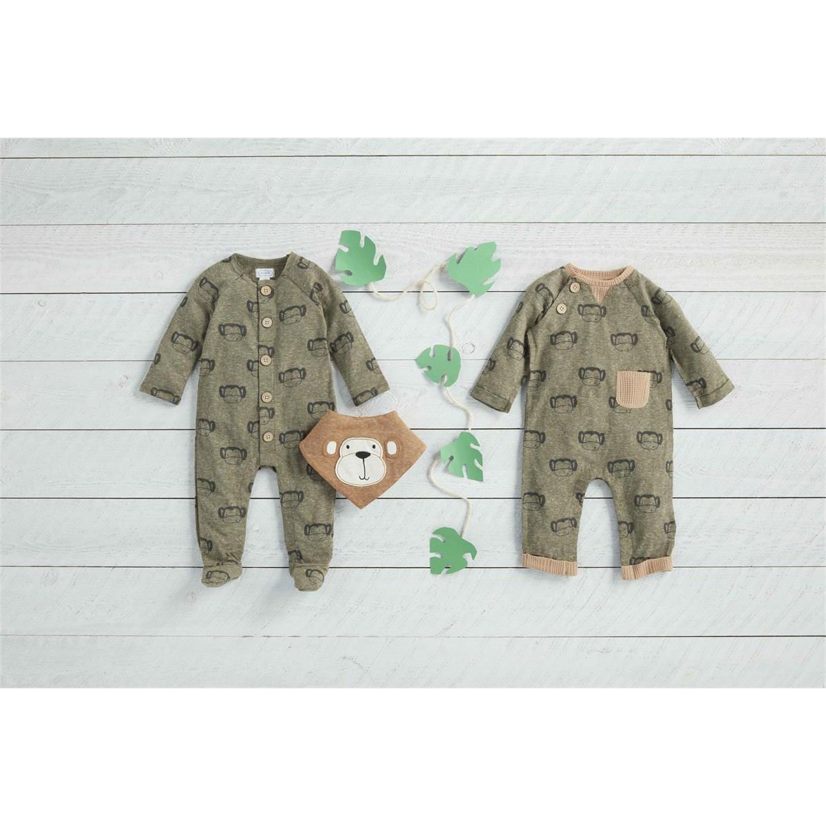 Monkey Baby Sleeper And Bib Set