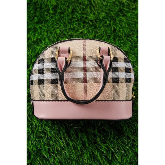 Pink/Tan Plaid Mini Purse