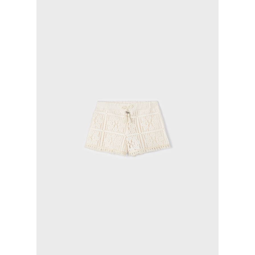 Ivory Crochet Girls Shorts