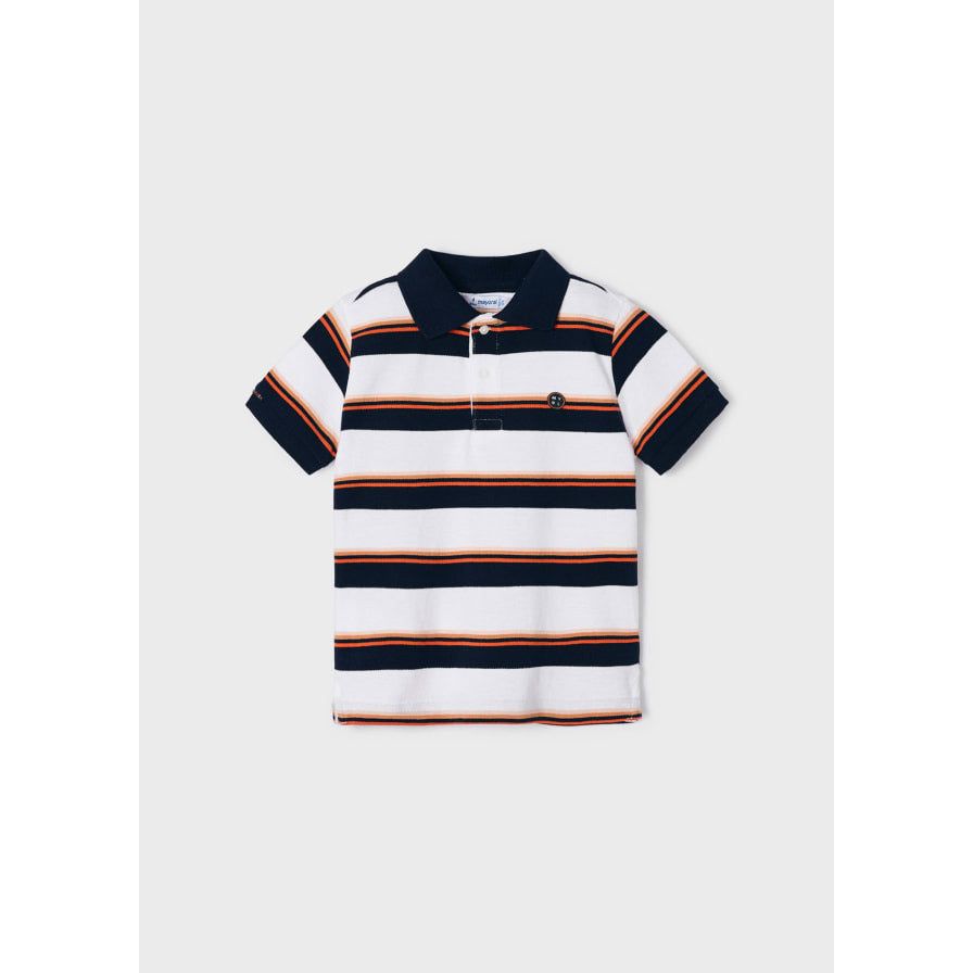 Navy, Orange & White Stripe Polo