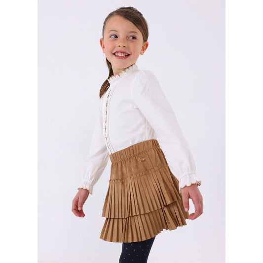 Brownie Faux Suede Pleated Skirt